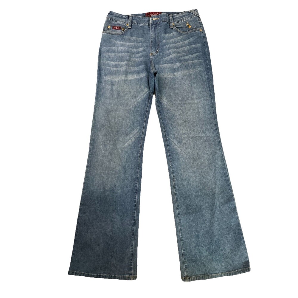 RARE VINTAGE Baby Phat Y2K Low Rise Bootcut Jeans With Embroidered Pocket Sz 16
